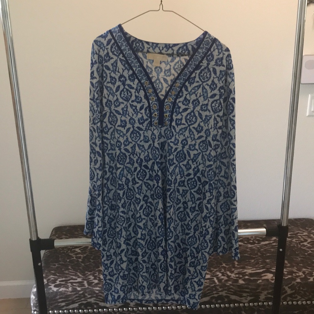 Royal blue Michael Kors long-sleeve shirt dress
